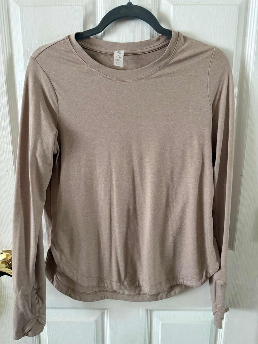 Balance Collection Long Sleeve Crewneck Top in Taupe